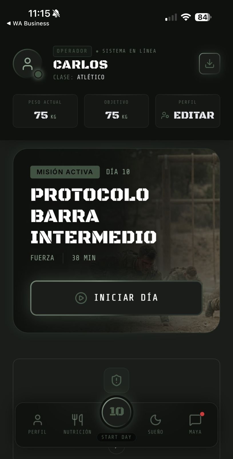 App Calistenia Militar - pantalla 3